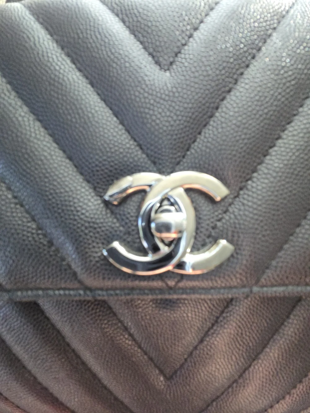 CHANEL Coco Handle Chevron Caviar Bag – Grayish Black